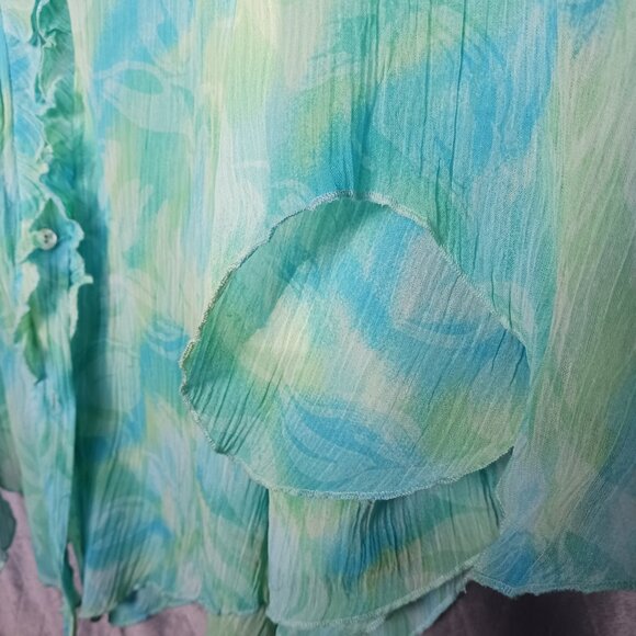 Coldwater Creek Sheer Beach Top Blouse Green XL - Picture 9 of 16
